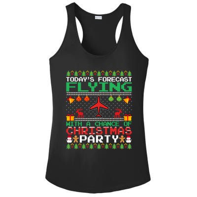 Flying Christmas Party Airplane Pilot Christmas Ugly Style Gift Ladies PosiCharge Competitor Racerback Tank