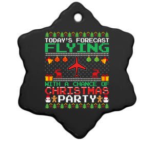 Flying Christmas Party Airplane Pilot Christmas Ugly Style Gift Ceramic Star Ornament