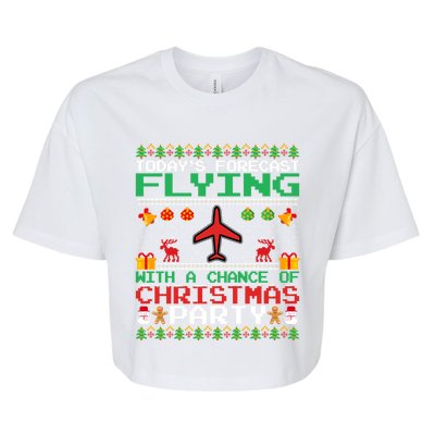 Flying Christmas Party Airplane Pilot Christmas Ugly Style Gift Bella+Canvas Jersey Crop Tee