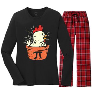 Funny Chicken Pot Pi Day Pie Math Lover Geek 3 14 Women's Long Sleeve Flannel Pajama Set 