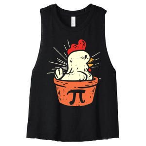 Funny Chicken Pot Pi Day Pie Math Lover Geek 3 14 Women's Racerback Cropped Tank