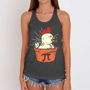 Funny Chicken Pot Pi Day Pie Math Lover Geek 3 14 Women's Knotted Racerback Tank