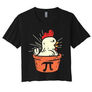 Funny Chicken Pot Pi Day Pie Math Lover Geek 3 14 Women's Crop Top Tee