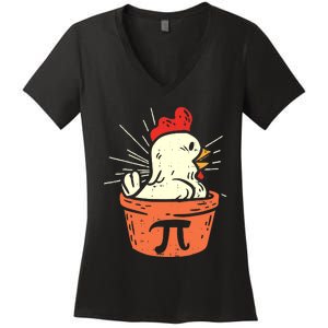 Funny Chicken Pot Pi Day Pie Math Lover Geek 3 14 Women's V-Neck T-Shirt