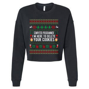 Funny Computer Programmer Christmas Gift Cropped Pullover Crew