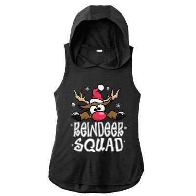 Family Christmas Pajamas Reindeer Squad Matching Christmas Ladies PosiCharge Tri-Blend Wicking Draft Hoodie Tank