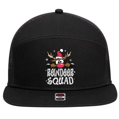 Family Christmas Pajamas Reindeer Squad Matching Christmas 7 Panel Mesh Trucker Snapback Hat