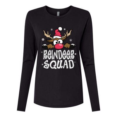 Family Christmas Pajamas Reindeer Squad Matching Christmas Womens Cotton Relaxed Long Sleeve T-Shirt