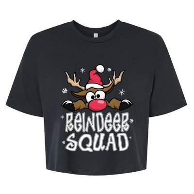 Family Christmas Pajamas Reindeer Squad Matching Christmas Bella+Canvas Jersey Crop Tee