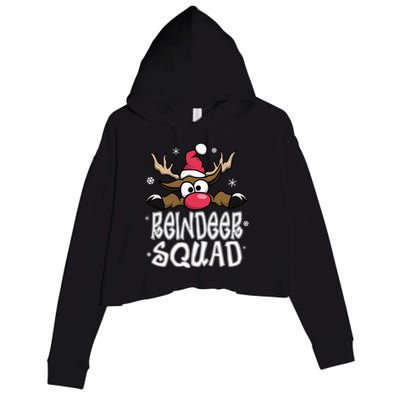 Family Christmas Pajamas Reindeer Squad Matching Christmas Crop Fleece Hoodie