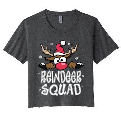 Family Christmas Pajamas Reindeer Squad Matching Christmas Women's Crop Top Tee