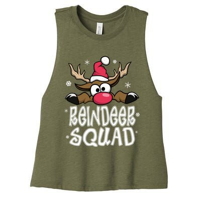 Family Christmas Pajamas Reindeer Squad Matching Christmas Women's Racerback Cropped Tank