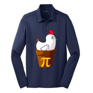 Funny Chicken Pot Pi Day Pie Math Lover Teacher Gift Silk Touch Performance Long Sleeve Polo