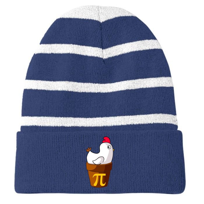 Funny Chicken Pot Pi Day Pie Math Lover Teacher Gift Striped Beanie with Solid Band