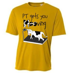 Funny Cow Physical Therapist Pt Therapy Pt Gets You Mooving Cooling Performance Crew T-Shirt