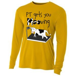 Funny Cow Physical Therapist Pt Therapy Pt Gets You Mooving Cooling Performance Long Sleeve Crew