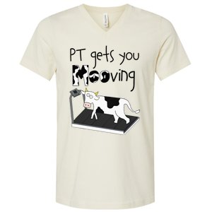 Funny Cow Physical Therapist Pt Therapy Pt Gets You Mooving V-Neck T-Shirt