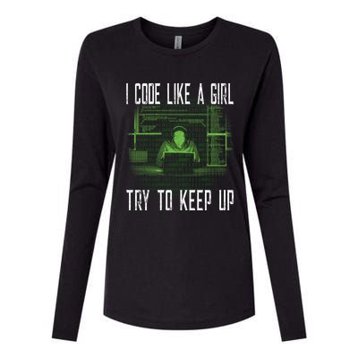 Female Computer Programmer I Code Like A Girl Coding Gift Womens Cotton Relaxed Long Sleeve T-Shirt