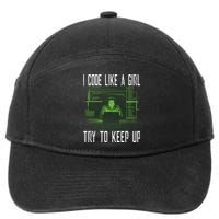 Female Computer Programmer I Code Like A Girl Coding Gift 7-Panel Snapback Hat