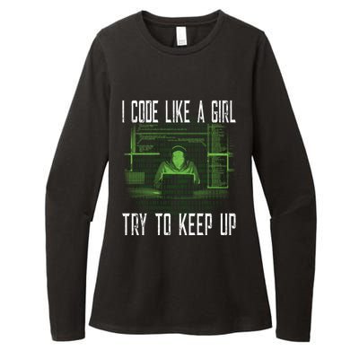 Female Computer Programmer I Code Like A Girl Coding Gift Womens CVC Long Sleeve Shirt