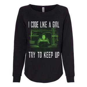 Female Computer Programmer I Code Like A Girl Coding Gift Womens California Wash Sweatshirt