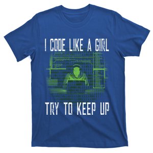 Female Computer Programmer I Code Like A Girl Coding Gift T-Shirt