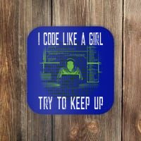 Female Computer Programmer I Code Like A Girl Coding Gift Coaster