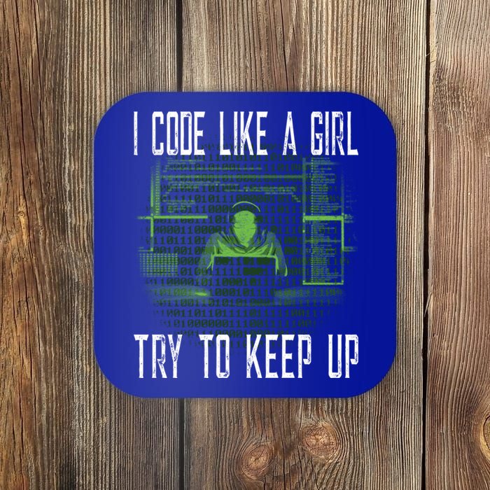Female Computer Programmer I Code Like A Girl Coding Gift Coaster
