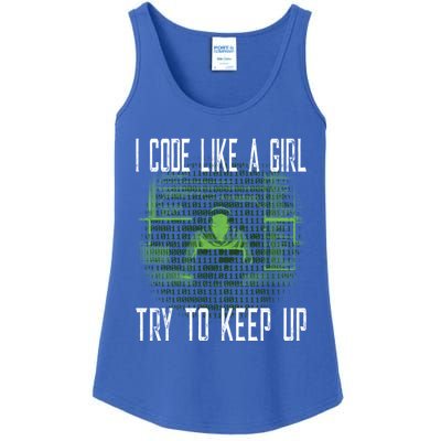 Female Computer Programmer I Code Like A Girl Coding Gift Ladies Essential Tank