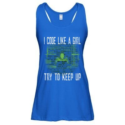 Female Computer Programmer I Code Like A Girl Coding Gift Ladies Essential Flowy Tank