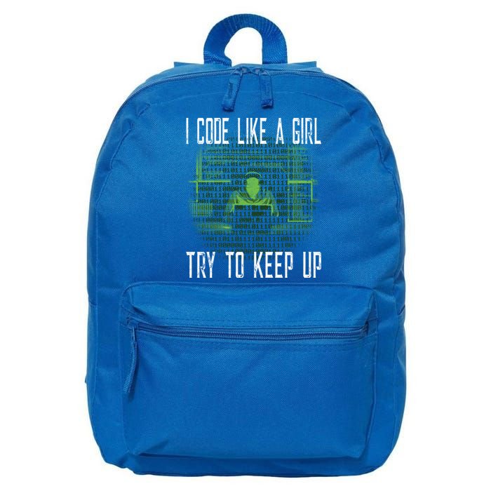 Female Computer Programmer I Code Like A Girl Coding Gift 16 in Basic Backpack