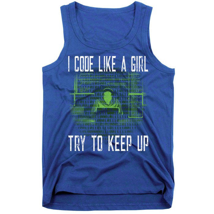 Female Computer Programmer I Code Like A Girl Coding Gift Tank Top