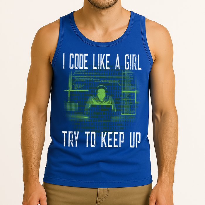 Female Computer Programmer I Code Like A Girl Coding Gift Tank Top