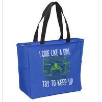 Female Computer Programmer I Code Like A Girl Coding Gift Zip Tote Bag