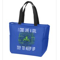 Female Computer Programmer I Code Like A Girl Coding Gift Zip Tote Bag