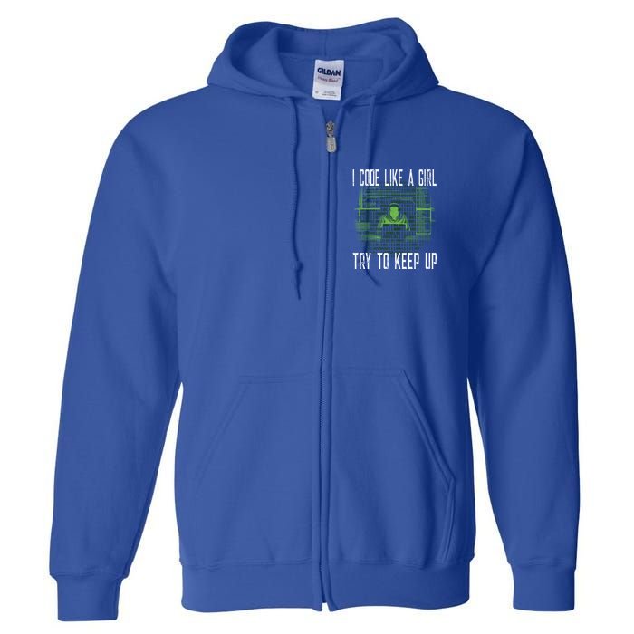 Female Computer Programmer I Code Like A Girl Coding Gift Full Zip Hoodie
