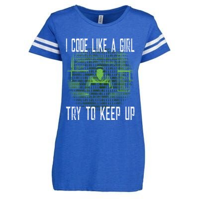 Female Computer Programmer I Code Like A Girl Coding Gift Enza Ladies Jersey Football T-Shirt