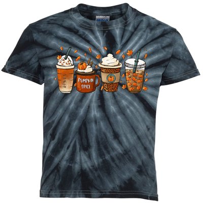 Fall Coffee Pumpkin Spice Junkie Latte Autumn Coffee Lovers Kids Tie-Dye T-Shirt