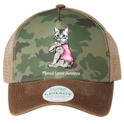 Funny Cat Pink Ribbon In October We Wear Pink Breast Cancer Legacy Tie Dye Trucker Hat