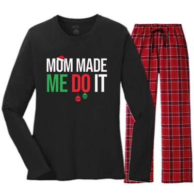 Family Christmas Pajamas Matching Mom Made Me Do It Women's Long Sleeve Flannel Pajama Set 