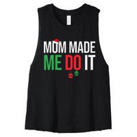 Family Christmas Pajamas Matching Mom Made Me Do It Women's Racerback Cropped Tank