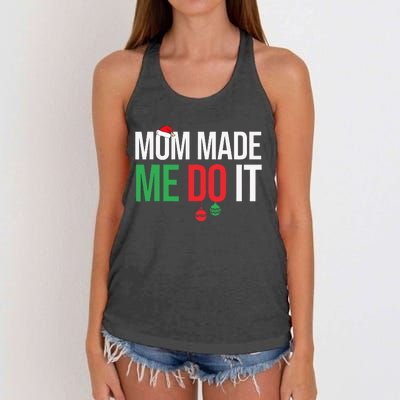 Family Christmas Pajamas Matching Mom Made Me Do It Women's Knotted Racerback Tank