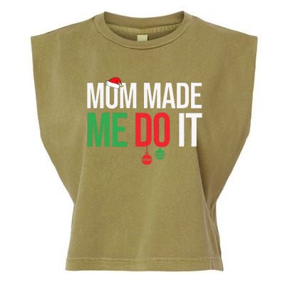 Family Christmas Pajamas Matching Mom Made Me Do It Garment-Dyed Women's Muscle Tee