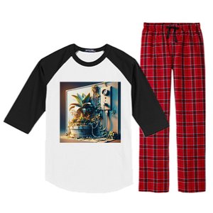 Fantasy Cute Power Plant Pot Raglan Sleeve Pajama Set