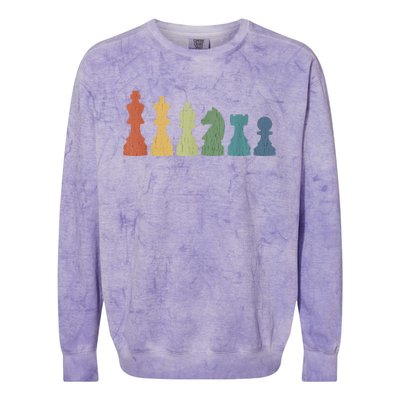 Funny Chess Pieces Board Gift Game Lover Player Themed Chess Gift 9 Colorblast Crewneck Sweatshirt