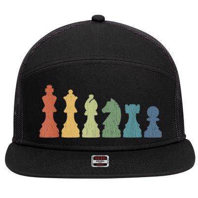 Funny Chess Pieces Board Gift Game Lover Player Themed Chess Gift 9 7 Panel Mesh Trucker Snapback Hat