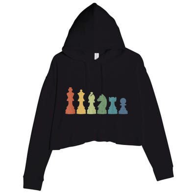 Funny Chess Pieces Board Gift Game Lover Player Themed Chess Gift 9 Crop Fleece Hoodie