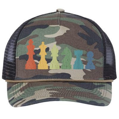 Funny Chess Pieces Board Gift Game Lover Player Themed Chess Gift 9 Retro Rope Trucker Hat Cap