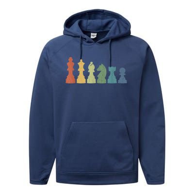 Funny Chess Pieces Board Gift Game Lover Player Themed Chess Gift 9 Performance Fleece Hoodie