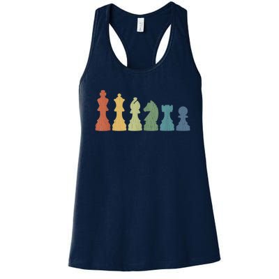 Funny Chess Pieces Board Gift Game Lover Player Themed Chess Gift 9 Women's Racerback Tank